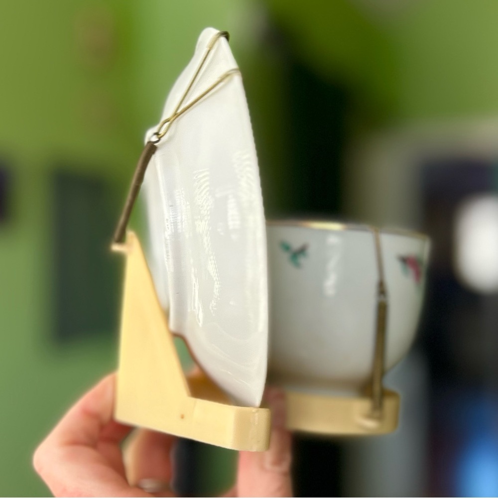 VTG Teleflora Standing Displayed Cottagecore Dainty Bird Plate & Mug Set Art - Picture 6 of 11